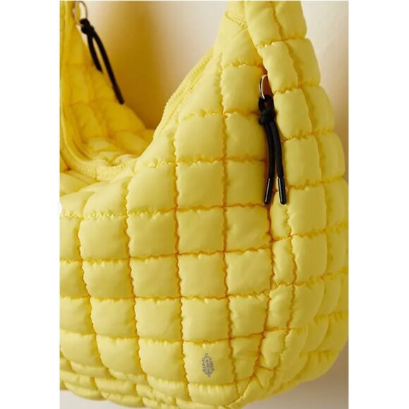 Free People Quilted Carryall SOUR CITRUS YELLOW - Picture 2 of 4